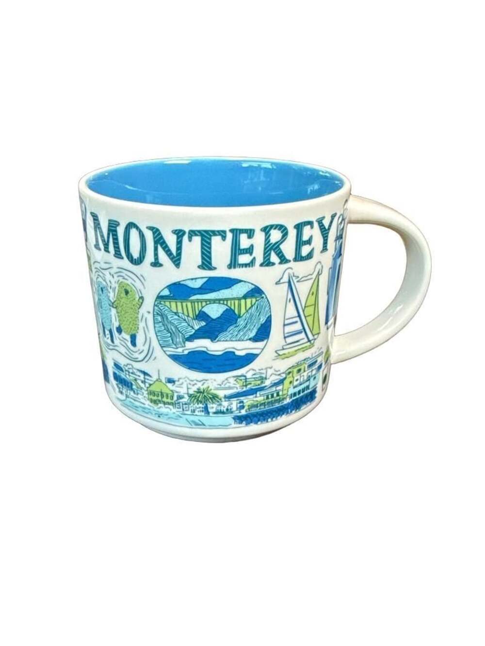 Starbucks Been There Series Mug MONTEREY 14 fl. oz. Blue Ceramic Coffee Cup